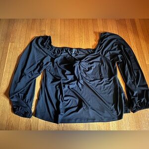 Eloquii Black Boho Festival Top with Adjustable Tie, Size 22/24, NWT